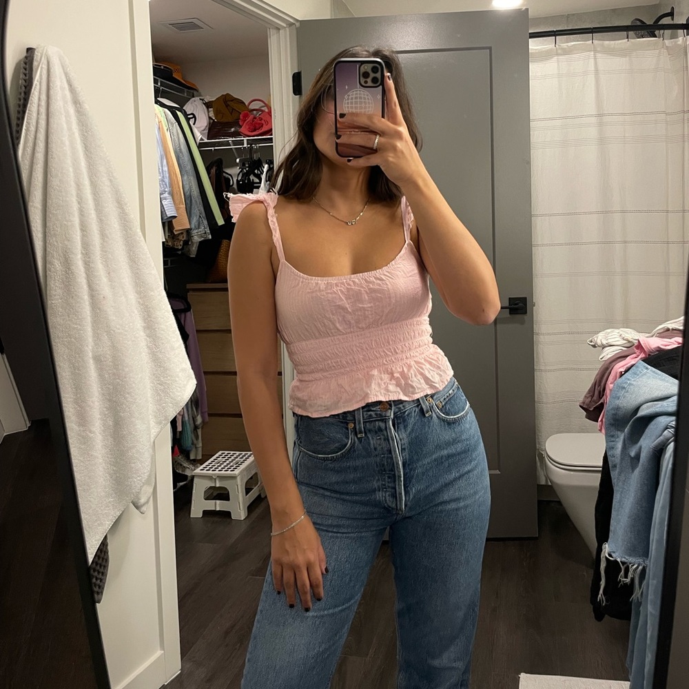 Pink Ruffle Crop Top